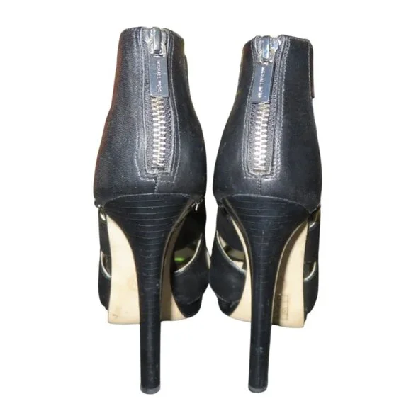 SOLD! Michael Kors Gisele Black Leather High Glossed Caged Platform Boots 8 - Picture 5 of 14